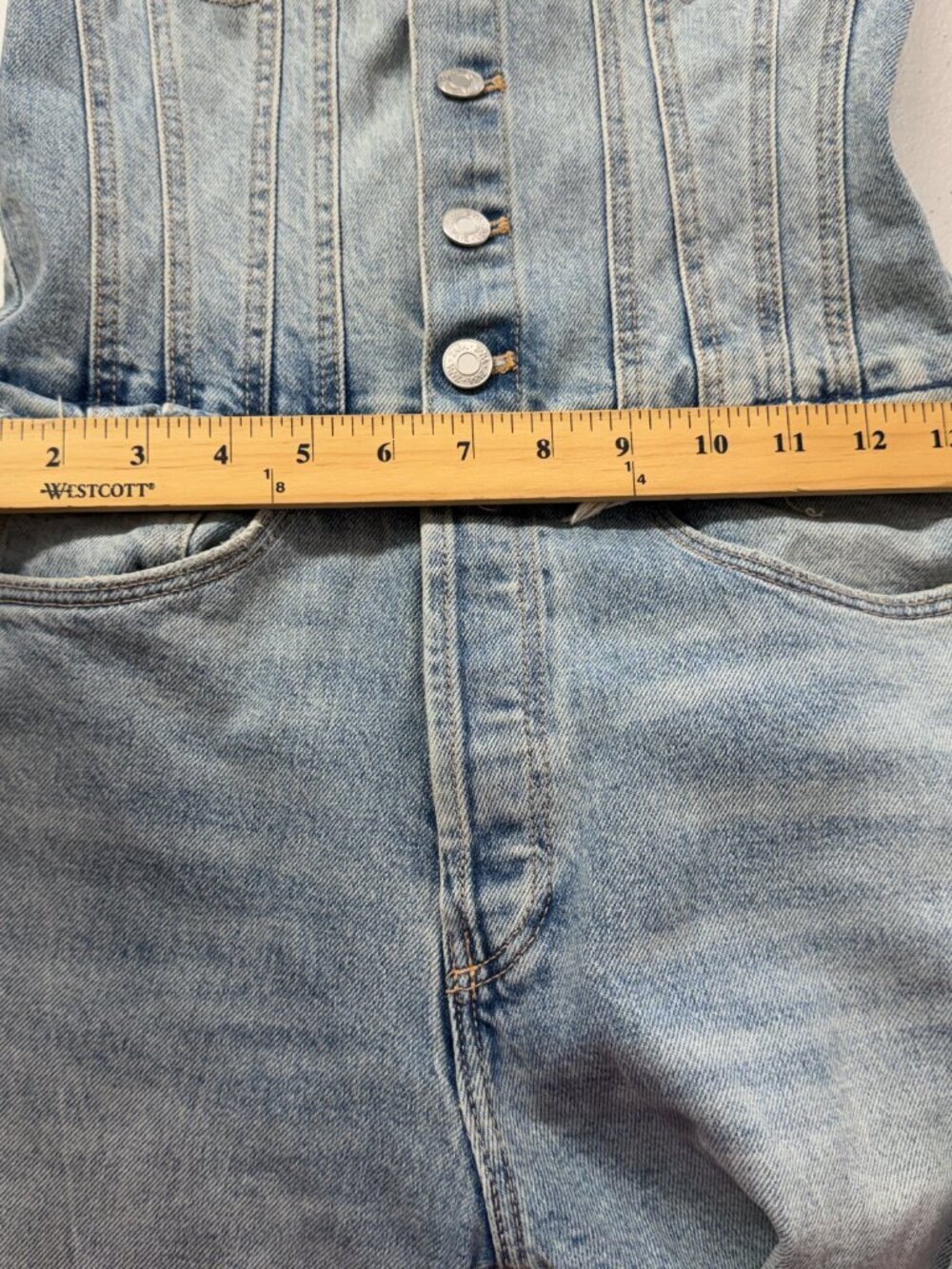 ZARA Denim Corset Jumpsuit Strapless Wide Leg Jeans Women’s XS Trendy Y2K - Picture 11 of 12